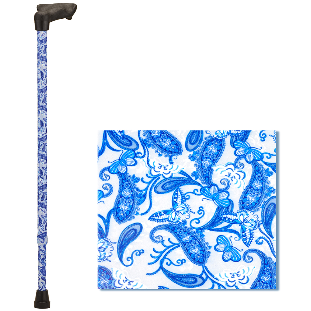 Cane with Palm Handle Left Blue Porcelain Swatch